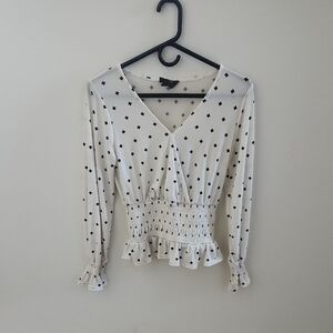 Fifty Street White and Black Polka Dot Women's Top